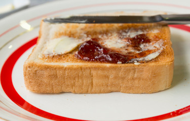 Toast with butter and jam