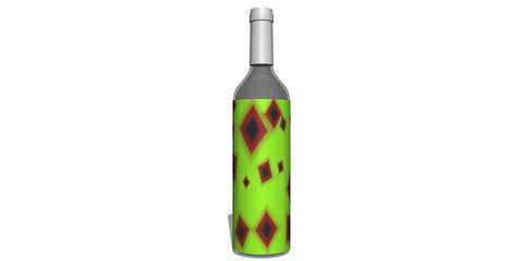 3D illustration bottle of wine isolated on white background