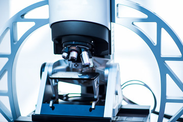 Laboratory Microscope. Scientific and healthcare research background.