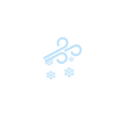 Flat design vector weather forecast icons - windy and snowy. Wind and snowflakes closeup isolated