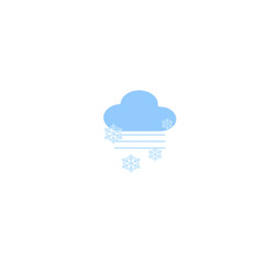 Flat design vector weather forecast icons - foggy weather with snow. Blue cloud and fog and snowflakes closeup isolated