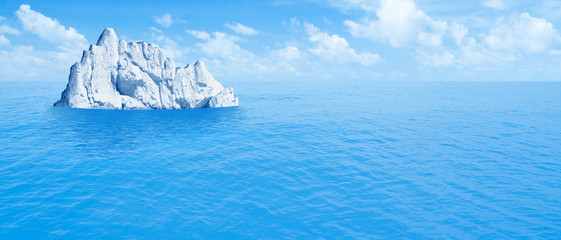 Iceberg in ocean. Hidden threat or danger concept. 3d illustration.