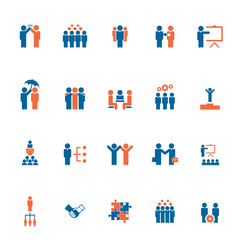 Simple Set of Team Work Related Vector Icons. Contains such Icons as Collaboration, Research, Meeting and more.	