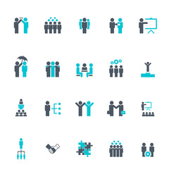 Fototapeta na wymiar Simple Set of Team Work Related Vector Icons. Contains such Icons as Collaboration, Research, Meeting and more. 