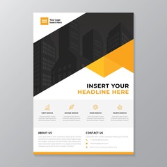 A4 modern elegant business template flayer poster pamphlet brochure with space for photo background in orange, black, grey and white color cmyk ready to print vector editable layer