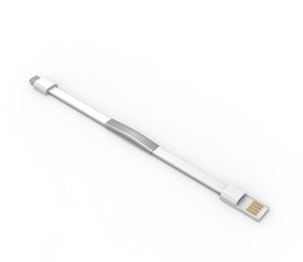 Blank wearable bracelet charging line USB data cable for promotional branding. 3d render illustration.
