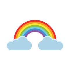Color Rainbow With Clouds, Vector Illustration