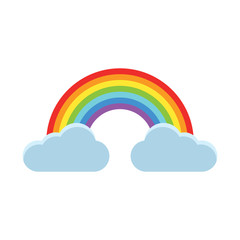 Color Rainbow With Clouds, Vector Illustration