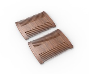 Blank Two Sided Hair And Beard Comb For branding. 3d render illustration.