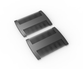Blank Two Sided Hair And Beard Comb For branding. 3d render illustration.