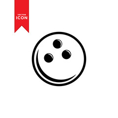 Bowling ball icon vector. Simple design on white background.