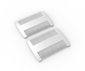 Blank Two Sided Hair And Beard Comb For branding. 3d render illustration.