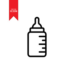 Obraz premium Baby milk bottle icon vector. Simple design on white background.