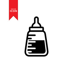 Baby milk bottle icon vector. Simple design on white background.