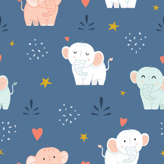 Adorable little elephant seamless pattern