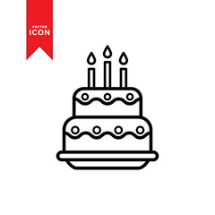 Birthday cake icon vector. Simple design on white background.