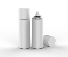 Blank spray tin can for branding. 3d render illustration.
