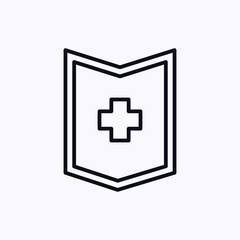 Obraz premium Hospital sign on shield icon thin line