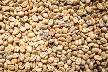 unroasted or green coffee beans background