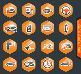 Car shop icons set