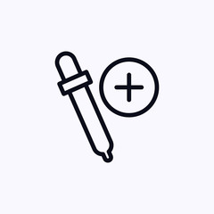 Dropper icon with hospital sign thin line