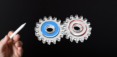 Business, Internet and technology concept. Business select gear icon on virtual screen.