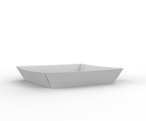 Blank craft tray for food items and branding. 3d render illustration.