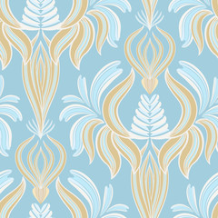Damask seamless pattern. Classical floral luxury old fashioned ornament, vector