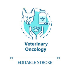 Veterinary oncology concept icon. Pharmacy for animals. Pet treatment. Animals healthcare idea thin line illustration. Vector isolated outline RGB color drawing. Editable stroke