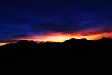 beautiful sunset view on the top of mountain