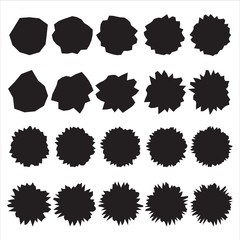 Irregular form badges set. Black rough shapes collection