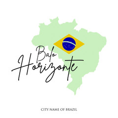 Brazilian city name, Brazil maap vector illustration