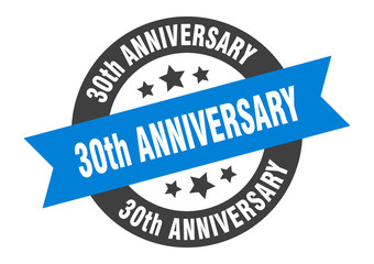 30th anniversary sign. 30th anniversary round ribbon sticker. 30th anniversary tag