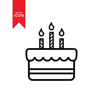Birthday cake icon vector. Simple design on white background.