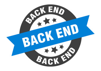 back end sign. back end round ribbon sticker. back end tag