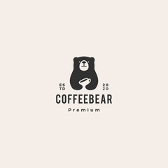 bear coffee logo vector icon illustration hipster retro vintage