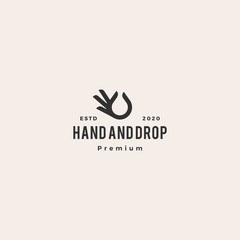 hand gesture black drop oil logo vector icon illustration hipster retro vintage