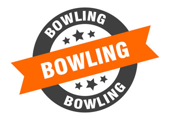 bowling sign. bowling round ribbon sticker. bowling tag
