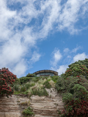 Takapuna Auckland New Zealand. Coast and beach. House at the cliff