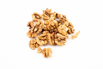 Walnuts on the white background
