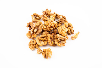 Walnuts on the white background