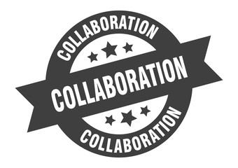 collaboration sign. collaboration round ribbon sticker. collaboration tag