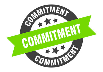 commitment sign. commitment round ribbon sticker. commitment tag