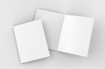 Blank bi fold card template, 3d render illustration.