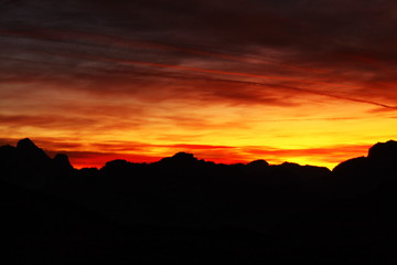beautiful sunset view on the top of mountain