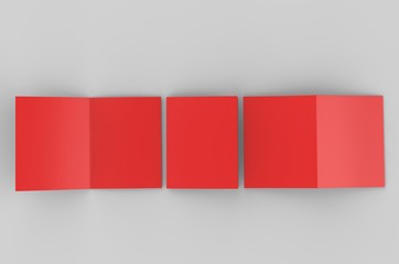 Blank bi fold card template, 3d render illustration.