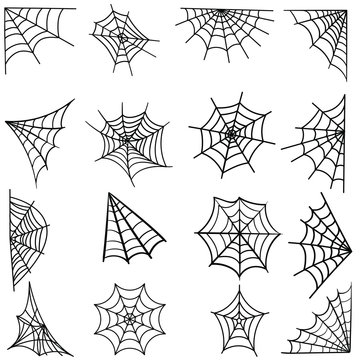  cobweb icons vector set. Web spider illustration sign collection. 