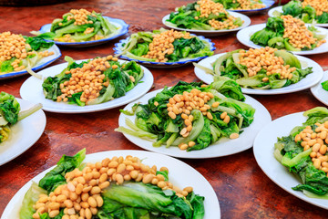 Delicious lettuce and soybean cold dish.Chinese food.