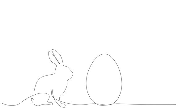 Easter background egg and bunny line drawing design vector illustration