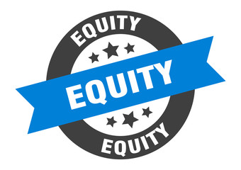 equity sign. equity round ribbon sticker. equity tag